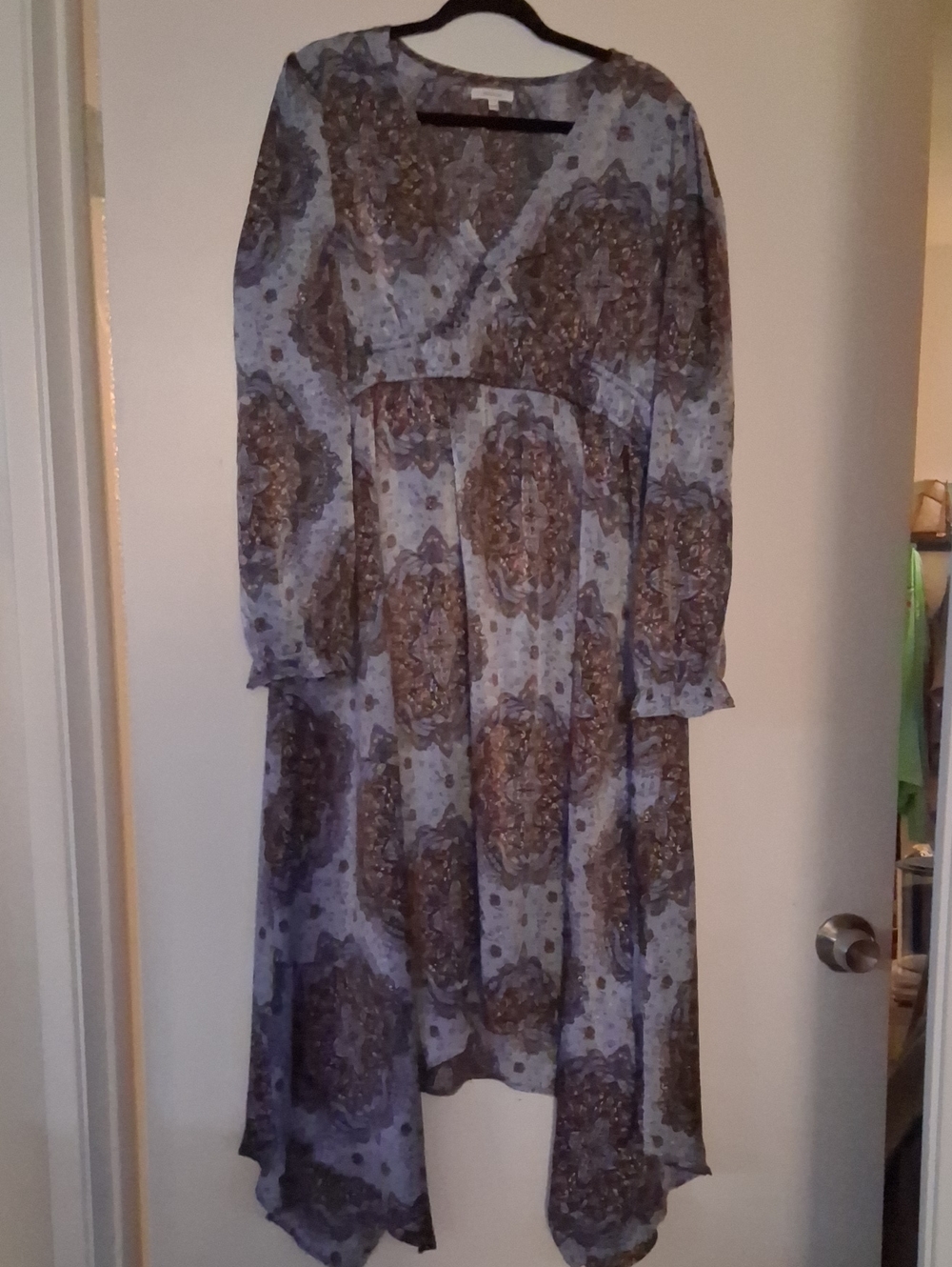 Maurices Lavender Paisley Asymmetrical Midi Dress